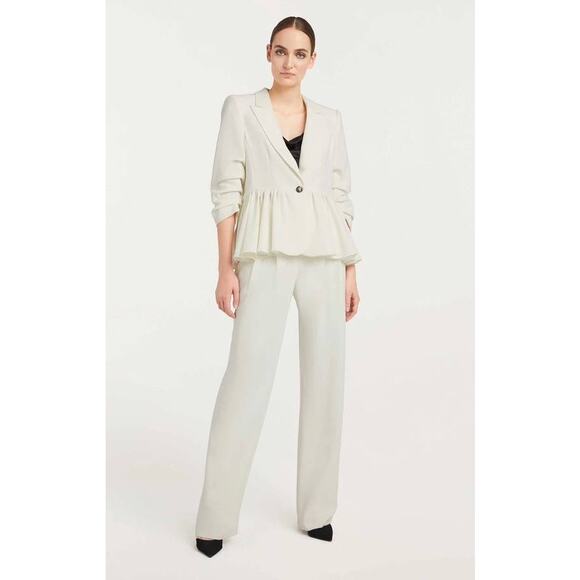 Cinq á Sept Kourtney White Ruffle Blazer Ivory 6 Small Single Breasted Peplum - Picture 3 of 9